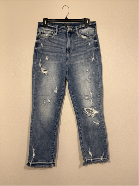 Judy Blue Denim - Judy Blue Jeans Women 7 28 Relaxed Fit Straight Fit Stretch Distressed Classic